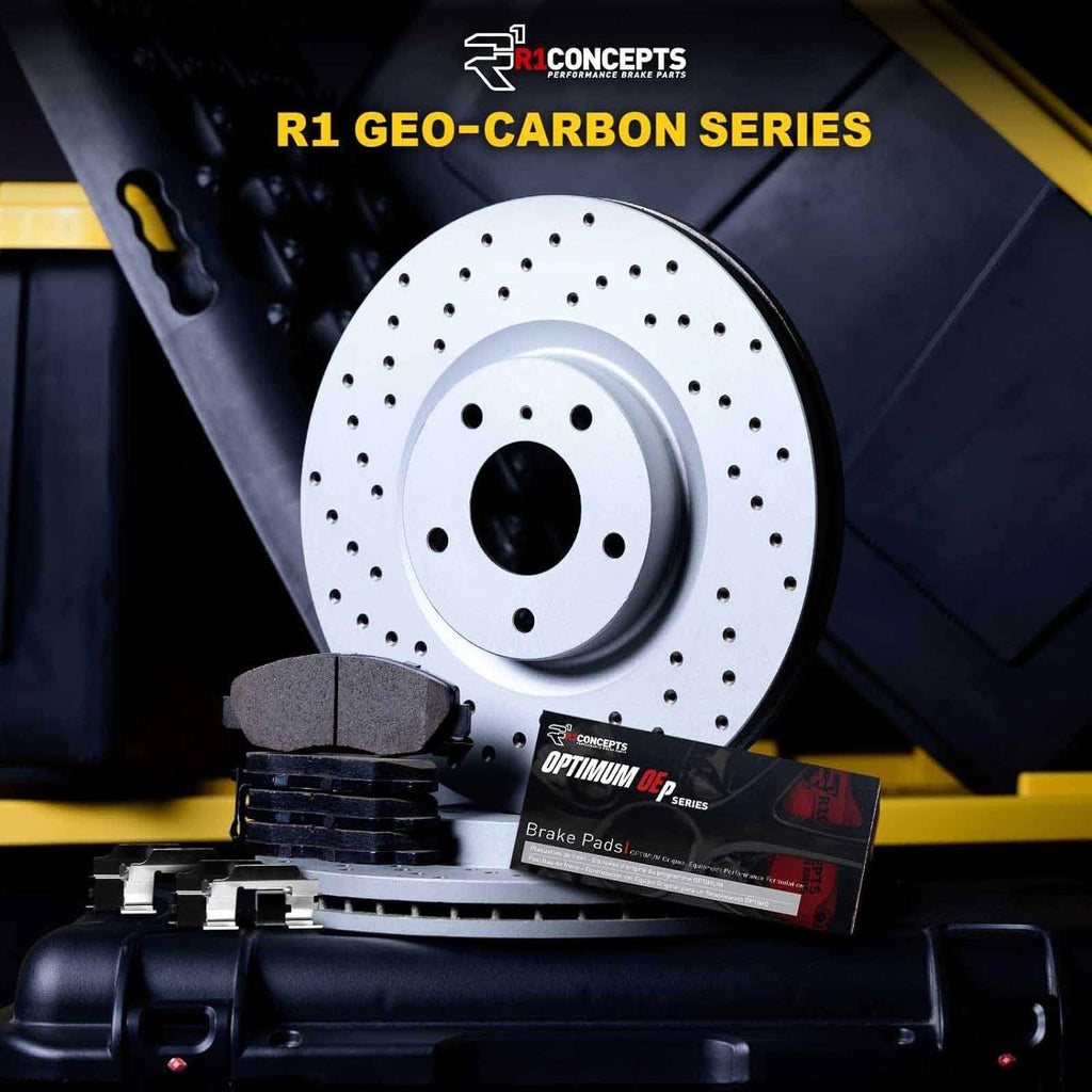 R1 Concepts Front Brakes and Rotors Kit |Front Brake Pads| Brake Rotors and Pads| Optimum Oep Brake Pads and Rotors| Hardware Kit|Fits 2008-2019 Pontiac Vibe; Scion Xd; Toyota Corolla, Matrix