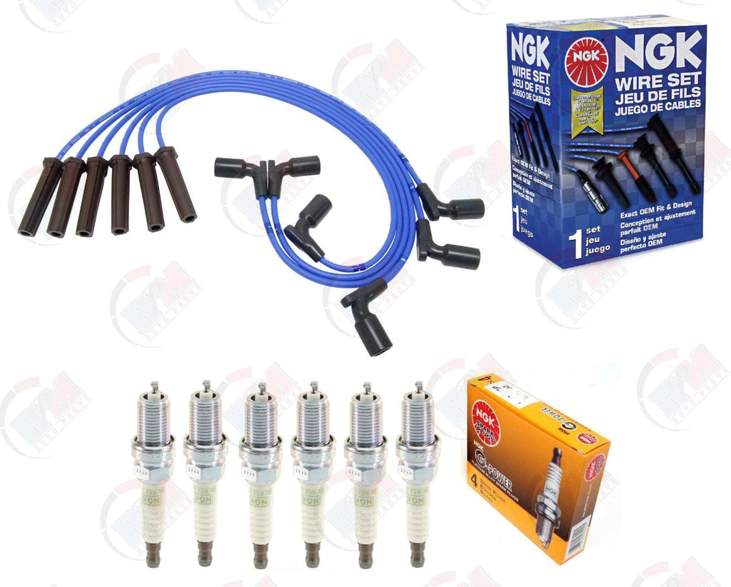 NGK "PLATINUM" Spark Plugs & BLUE Wires for 2008-2013 Chevrolet GMC 1500 4.3L V6