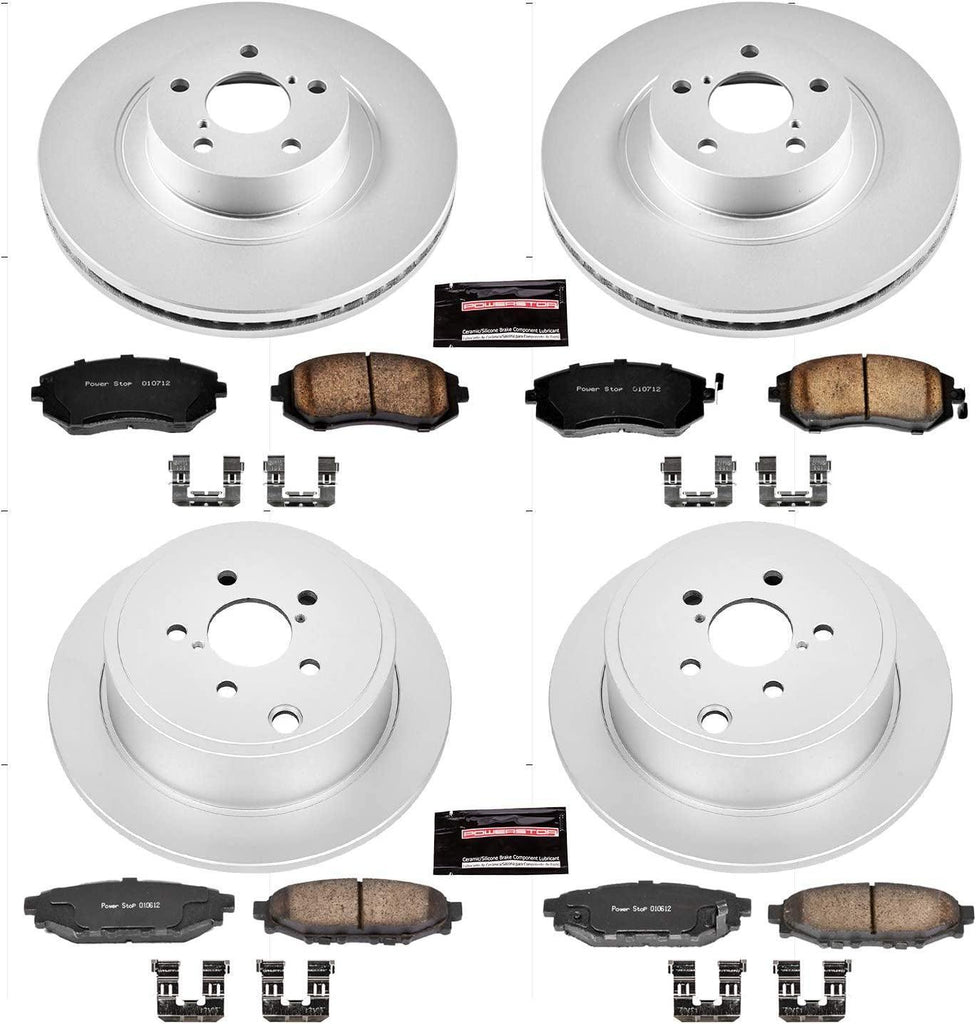 CRK4079 Coated Brake Rotor & Ceramic Brake Pads- Front & Rear