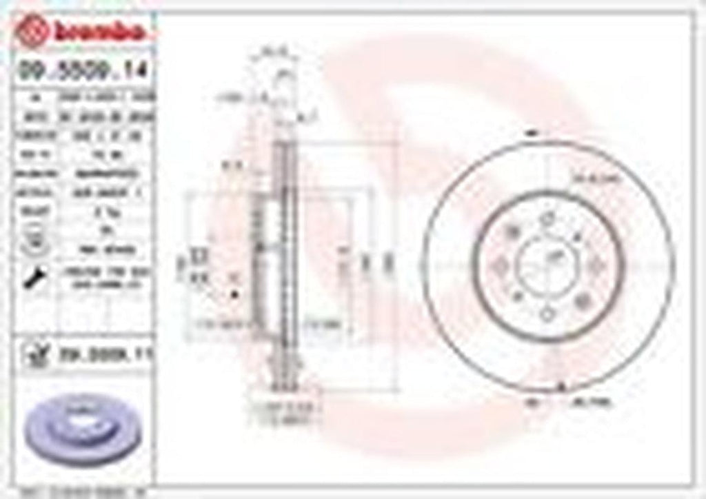 Brembo Front Disc Brake Rotor for Civic, Integra, Civic Del Sol (09.5509.11)