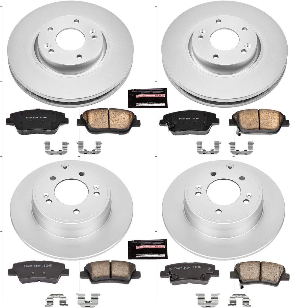 CRK5376 Coated Brake Rotor & Ceramic Brake Pads- Front & Rear