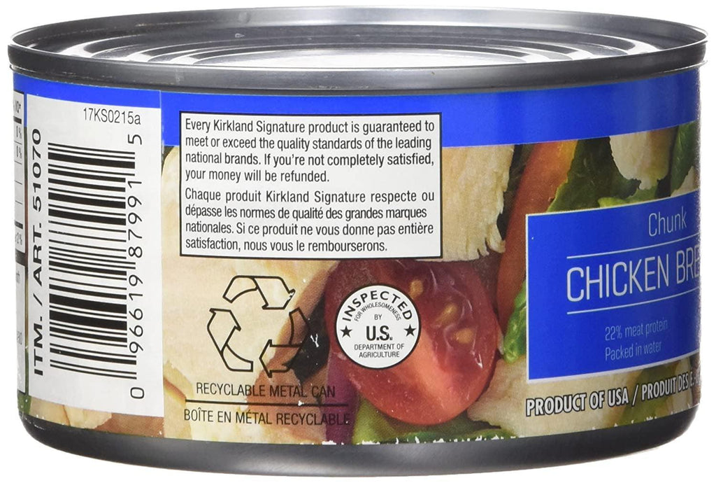 Kirkland Chicken Breast, Packed in Water, Premium Chunk, 6 12.5-Ounce Cans
