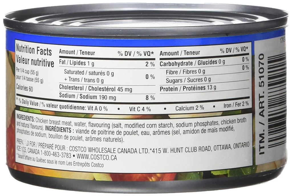 Kirkland Chicken Breast, Packed in Water, Premium Chunk, 6 12.5-Ounce Cans