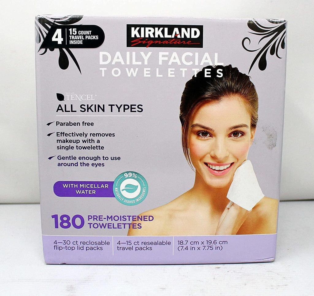 Kirkland Daily Facial Towellettes, 4.53 Pound (180 Count, 1-Box)