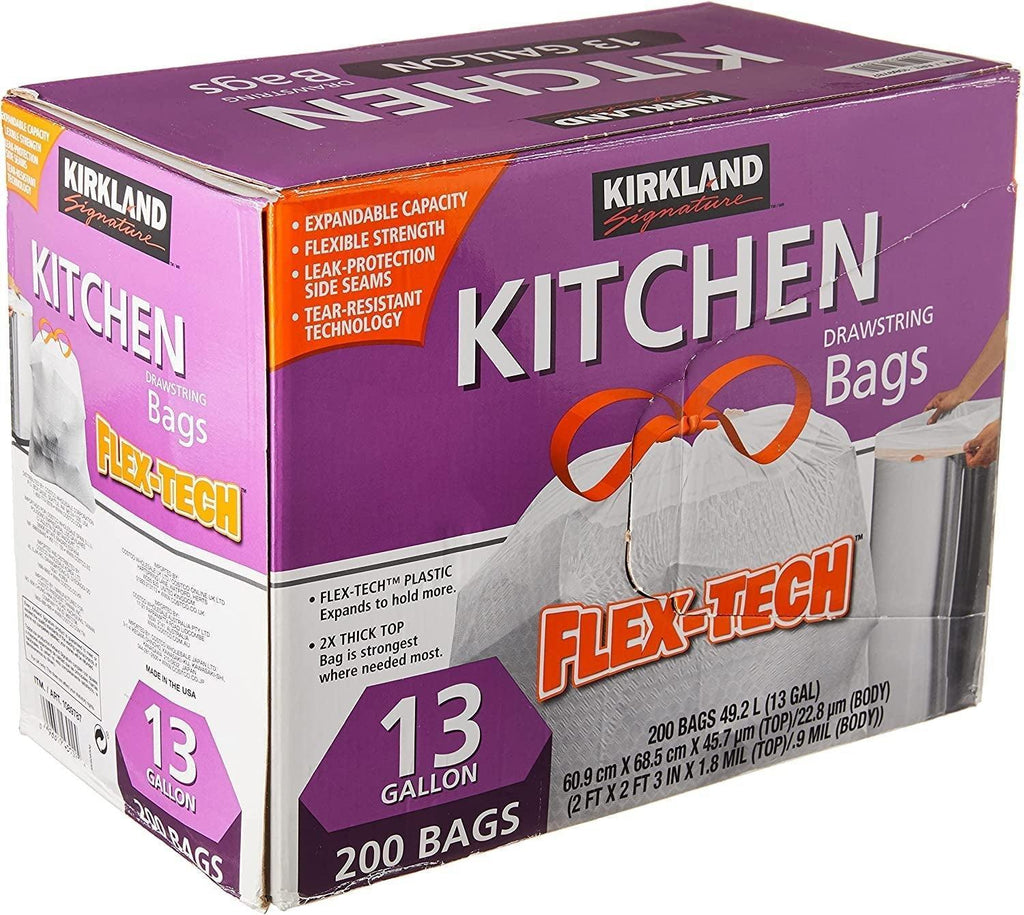 Kirkland Drawstring Kitchen Trash Bags - 13 Gallon - 200 Count