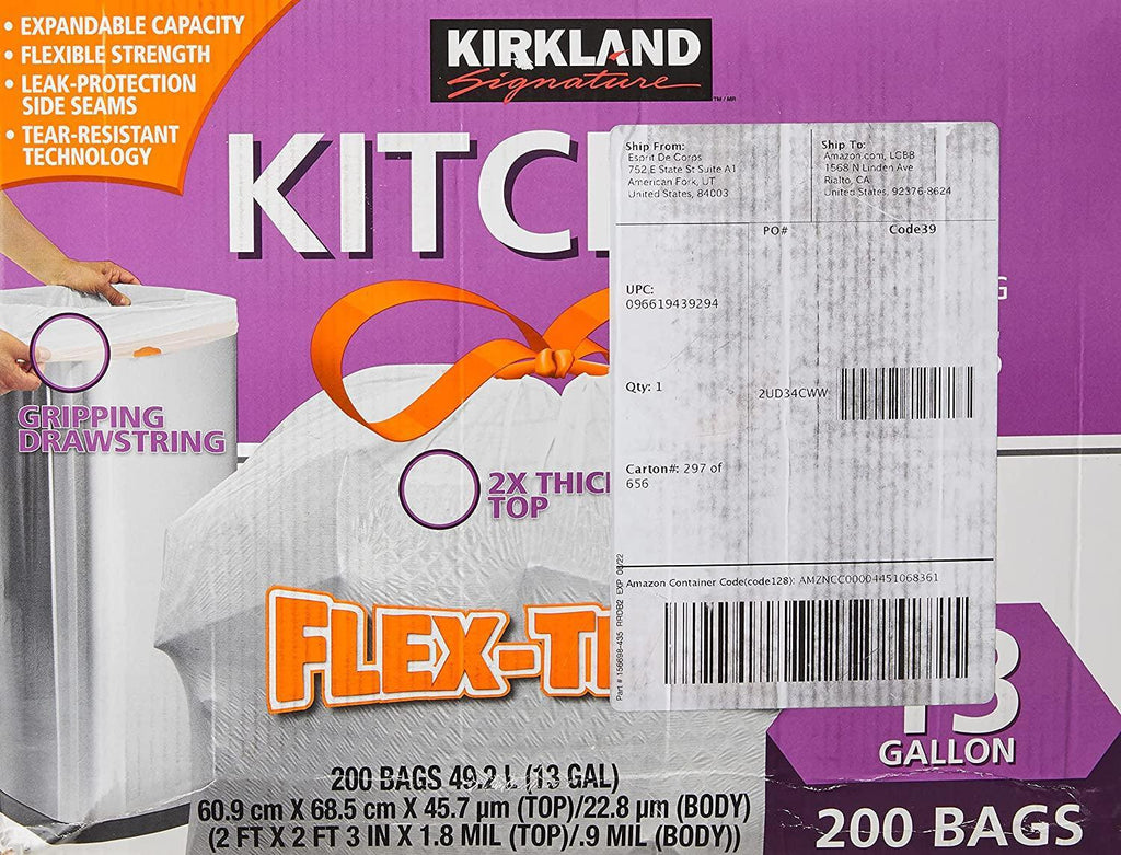 Kirkland Drawstring Kitchen Trash Bags - 13 Gallon - 200 Count