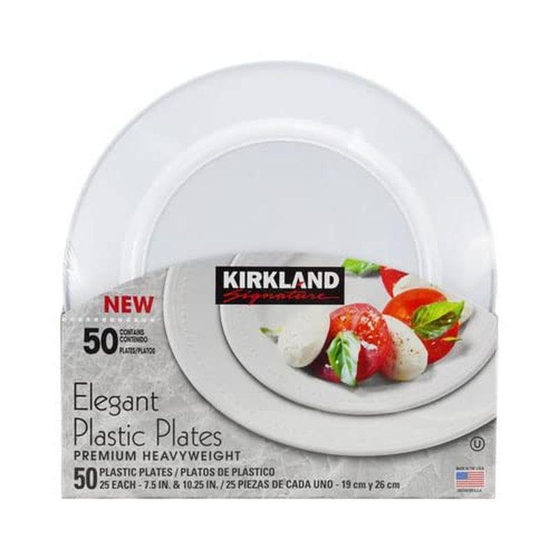 Kirkland Elegant Plastic Plates Premium Heavy Weight Size ( 7.5"/10.25") 50Count