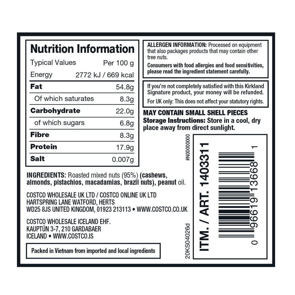 Kirkland Extra Fancy Unsalted Mixed Nuts 2.5 (LB), 2 Pack of 40 Ounce, 99451458768