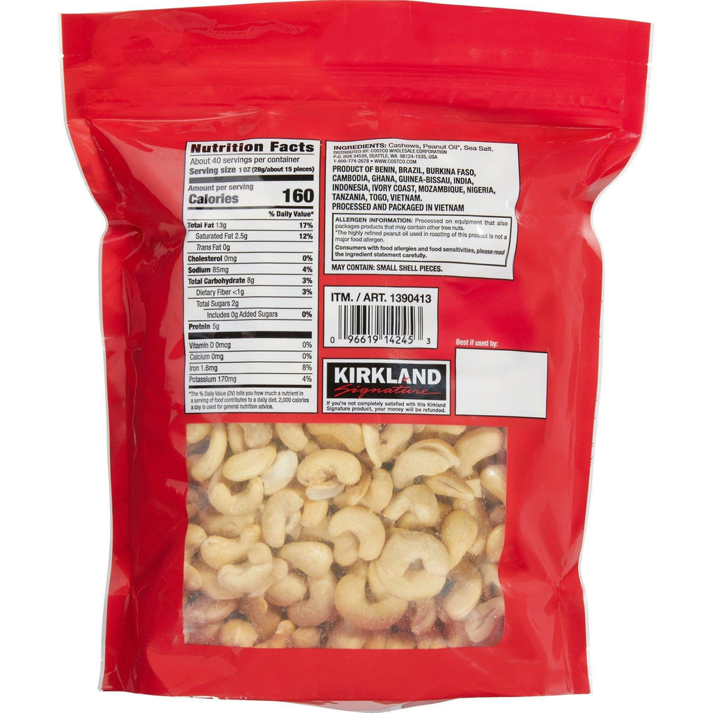 Kirkland Fancy Whole Cashews, 40 Oz