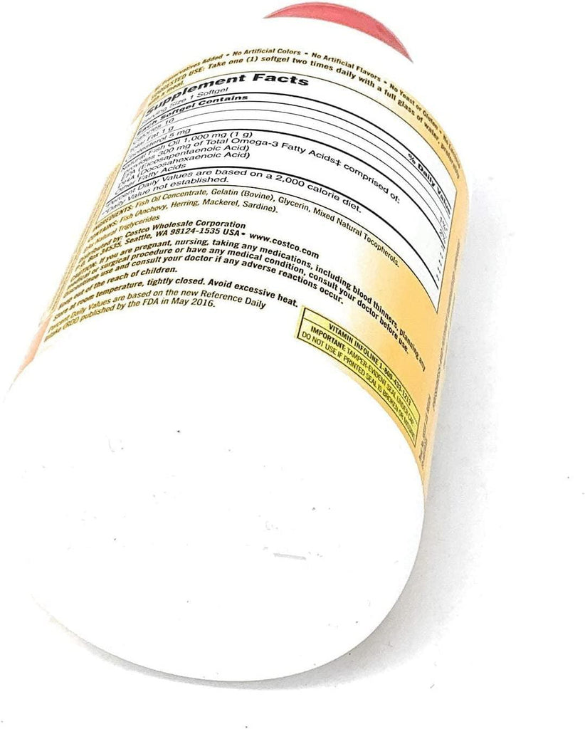 Kirkland Fish Oil Concentrate with Omega-3 Fatty Acids, 800 Softgels, 1000Mg
