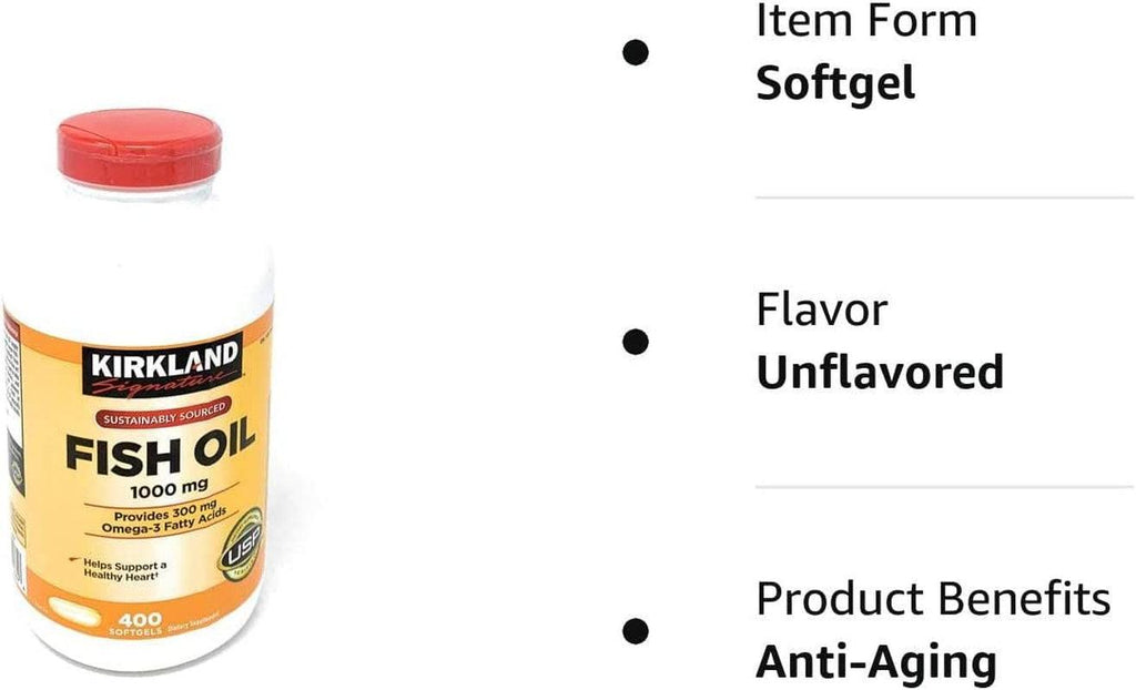 Kirkland Fish Oil Concentrate with Omega-3 Fatty Acids, 800 Softgels, 1000Mg