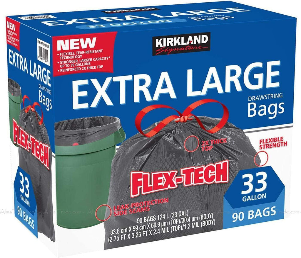 Kirkland Flex-Tech 33 Gallon Trash Bag, 90Count, 1Count
