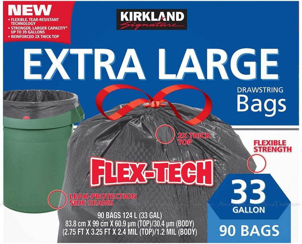 Kirkland Flex-Tech 33 Gallon Trash Bag, 90Count, 1Count