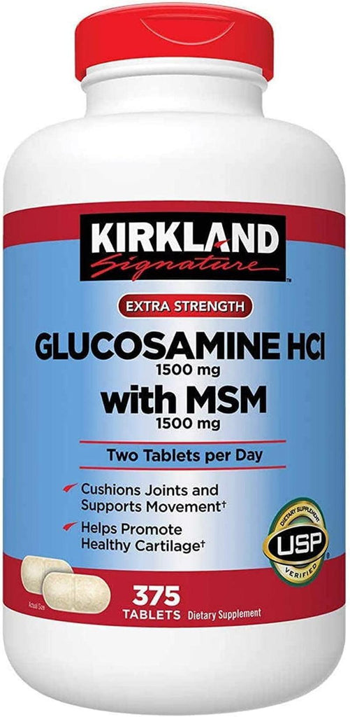 Kirkland Glucosamine HCI (Pack of 2) Extra Strength with Msm,Tablet (375 Count X 2)