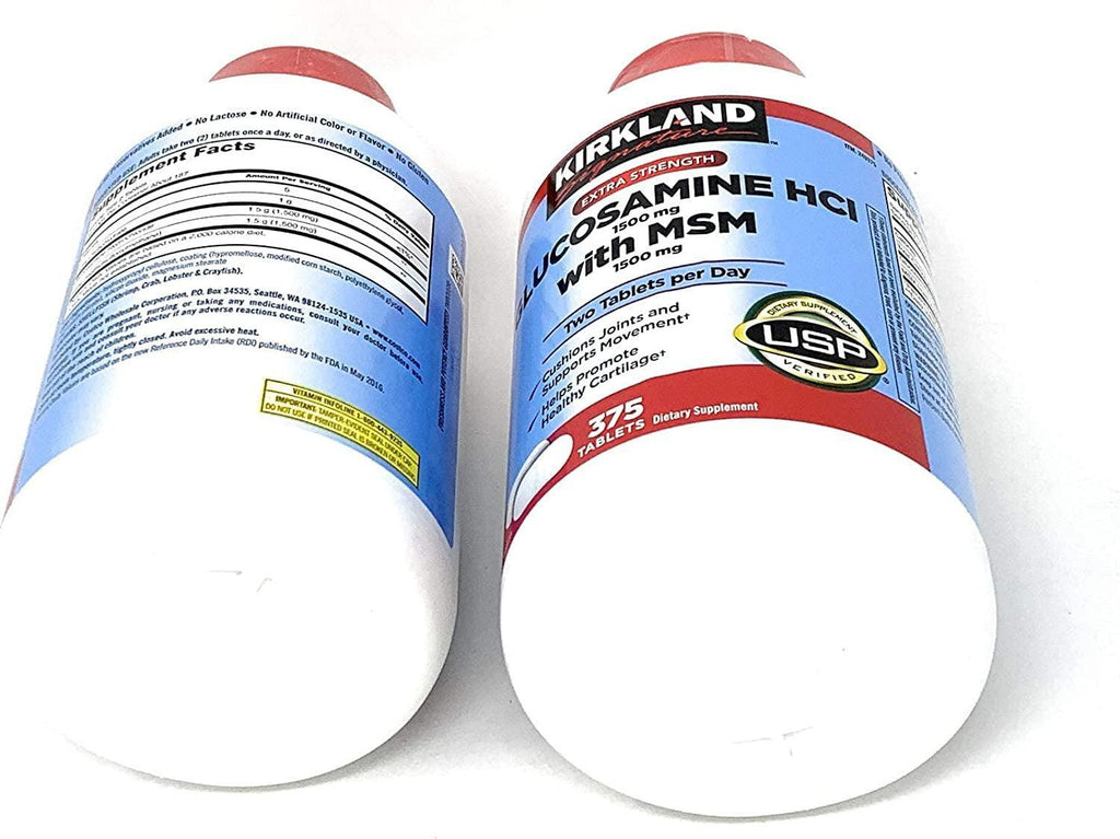 Kirkland Glucosamine HCI (Pack of 2) Extra Strength with Msm,Tablet (375 Count X 2)