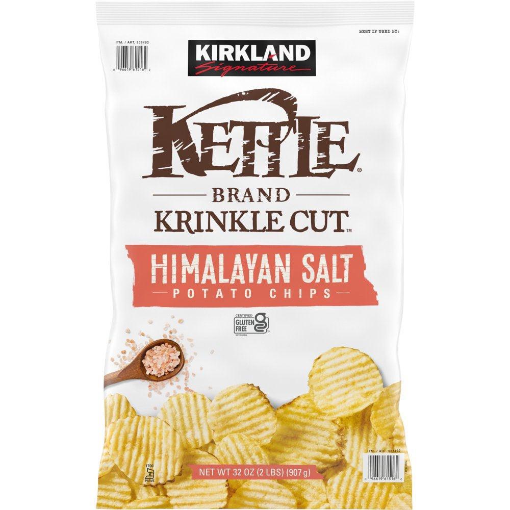 Kirkland Kettle Brand Kirkland Signature Potato Chips, Krinkle Cut Himalayan Salt Kettle Chips, 32 Oz