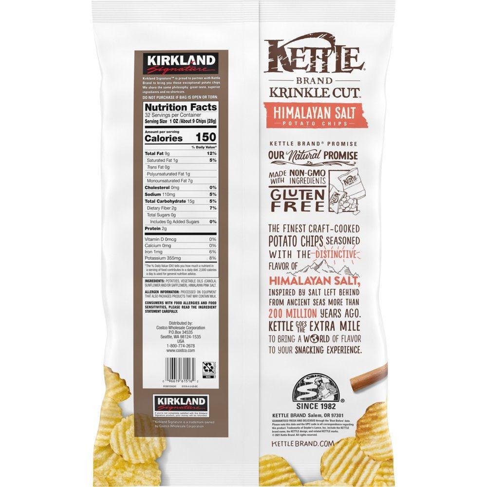 Kirkland Kettle Brand Kirkland Signature Potato Chips, Krinkle Cut Himalayan Salt Kettle Chips, 32 Oz