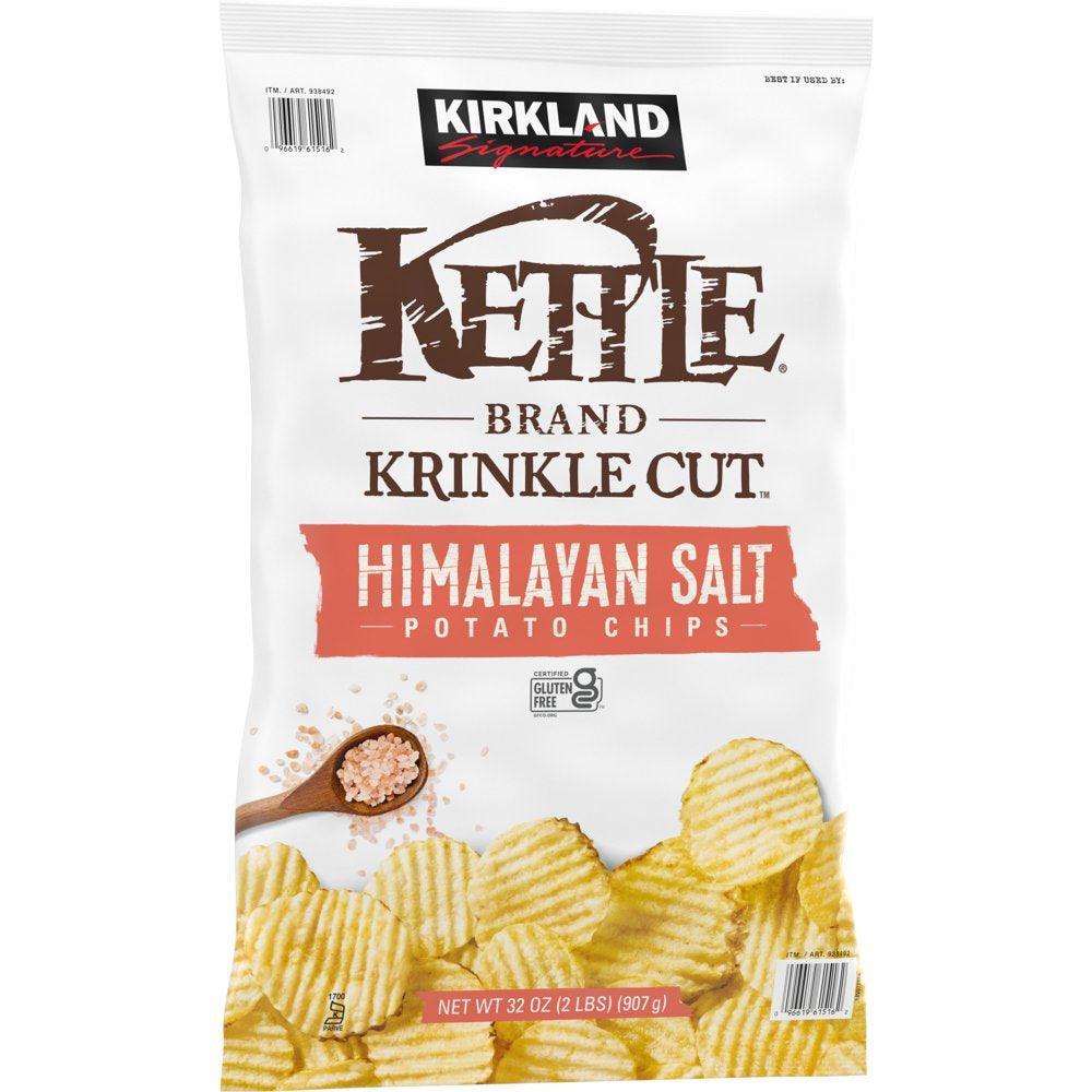 Kirkland Kettle Brand Kirkland Signature Potato Chips, Krinkle Cut Himalayan Salt Kettle Chips, 32 Oz