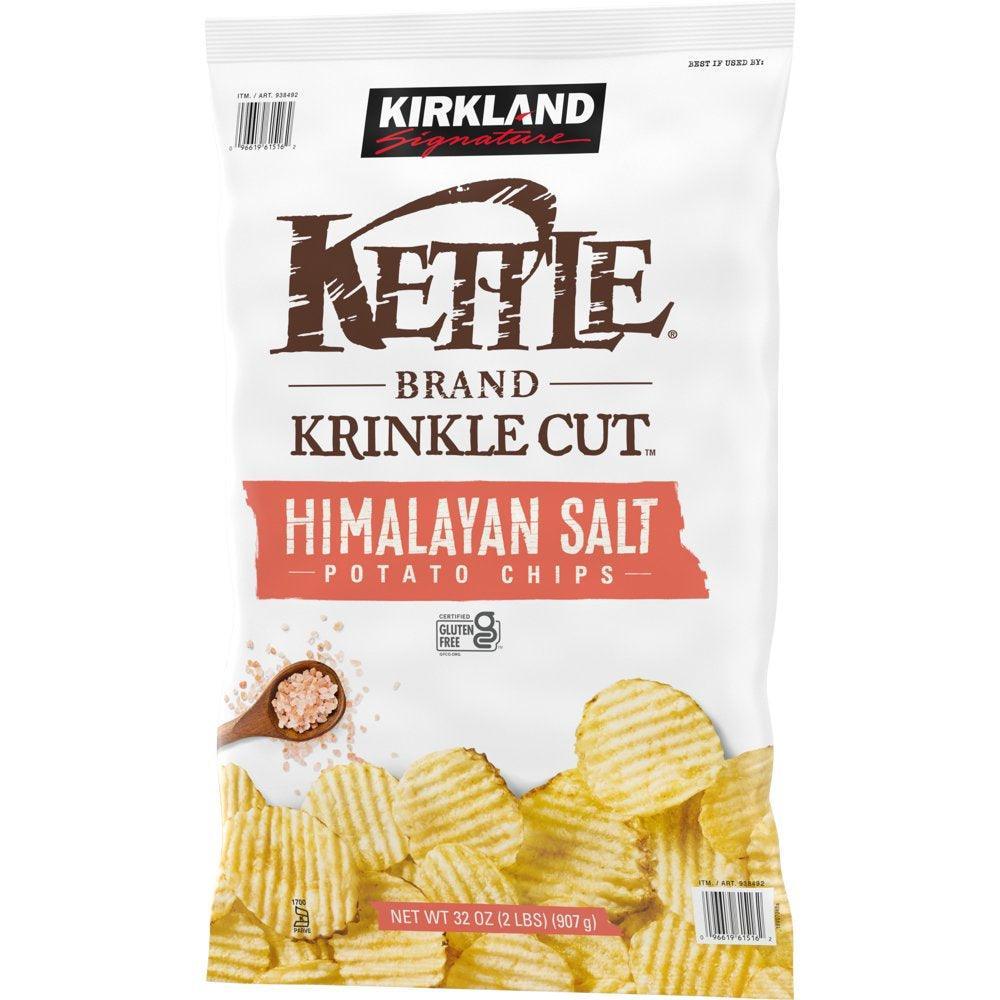 Kirkland Kettle Brand Kirkland Signature Potato Chips, Krinkle Cut Himalayan Salt Kettle Chips, 32 Oz