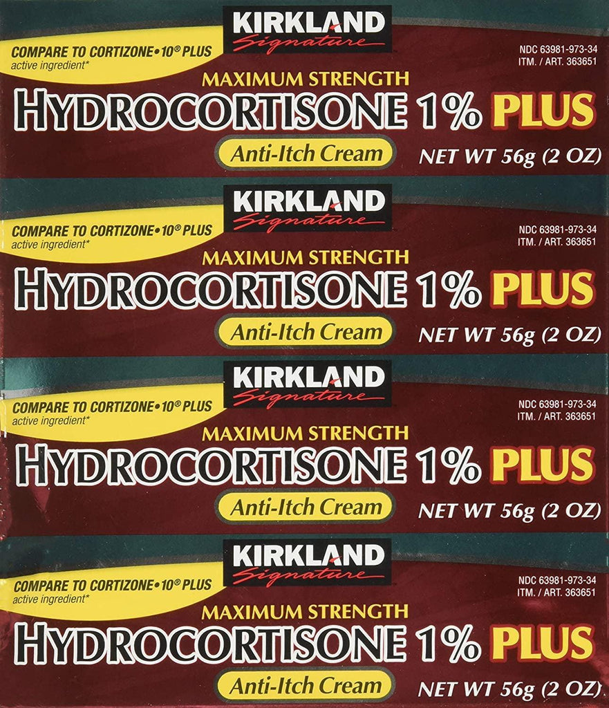 Kirkland Maximum Strength Hydrocortisone Cream 1% with Aloe, 2-Ounce (Pack of 4)