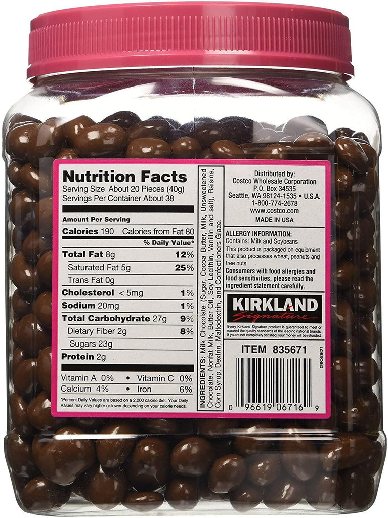Kirkland Milk Chocolate, Raisins, 54 Ounce X 2 (Pack of 2)