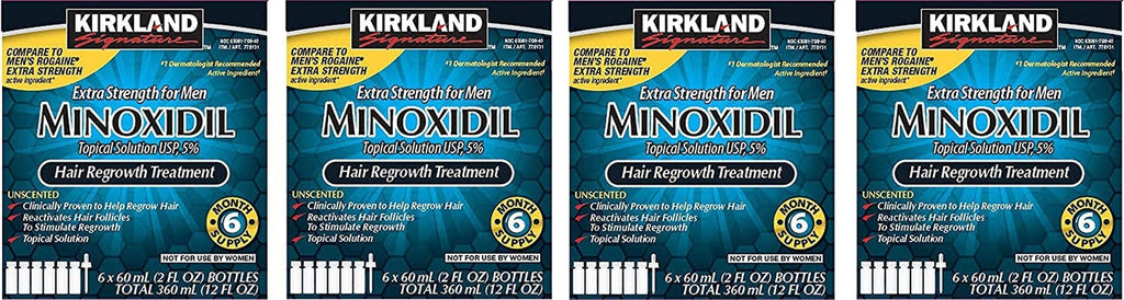 Kirkland Minoxidil 5 Percentage Extra Strength Hair Loss Regrowth Treatment Men, 4 Pack (6 Months Supply)