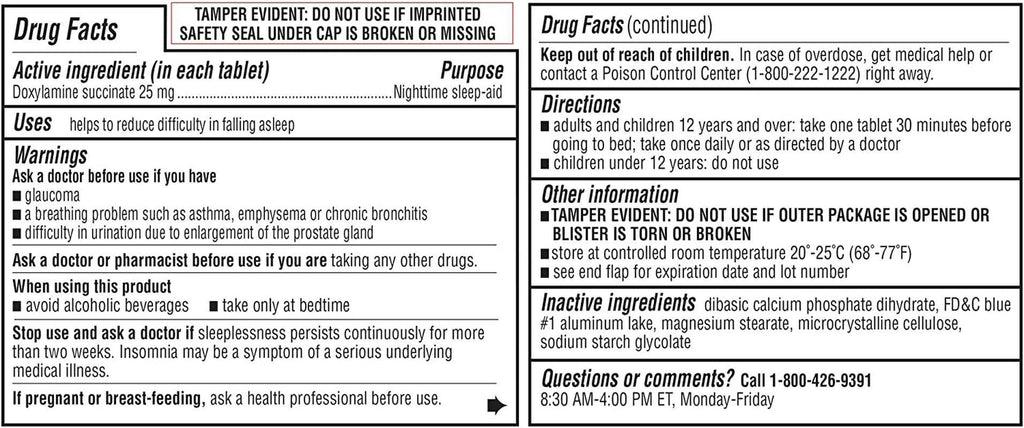 Kirkland Nighttime Sleep Aid (Doxylamine Succinate 25 Mg), 96 Tablets (Pack of 4)
