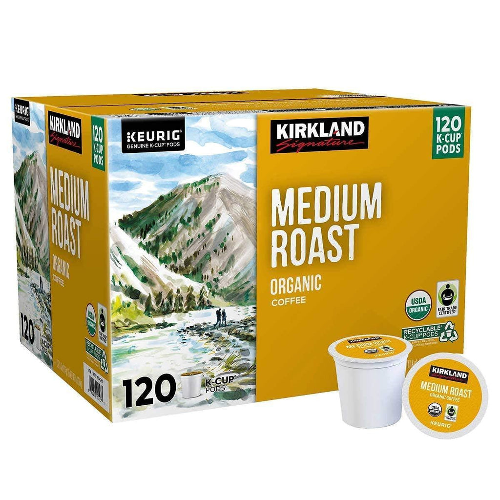 Kirkland Organic Medium Blend Roast, Recyclable K Cup Pods, 3 Lb, 120 Count