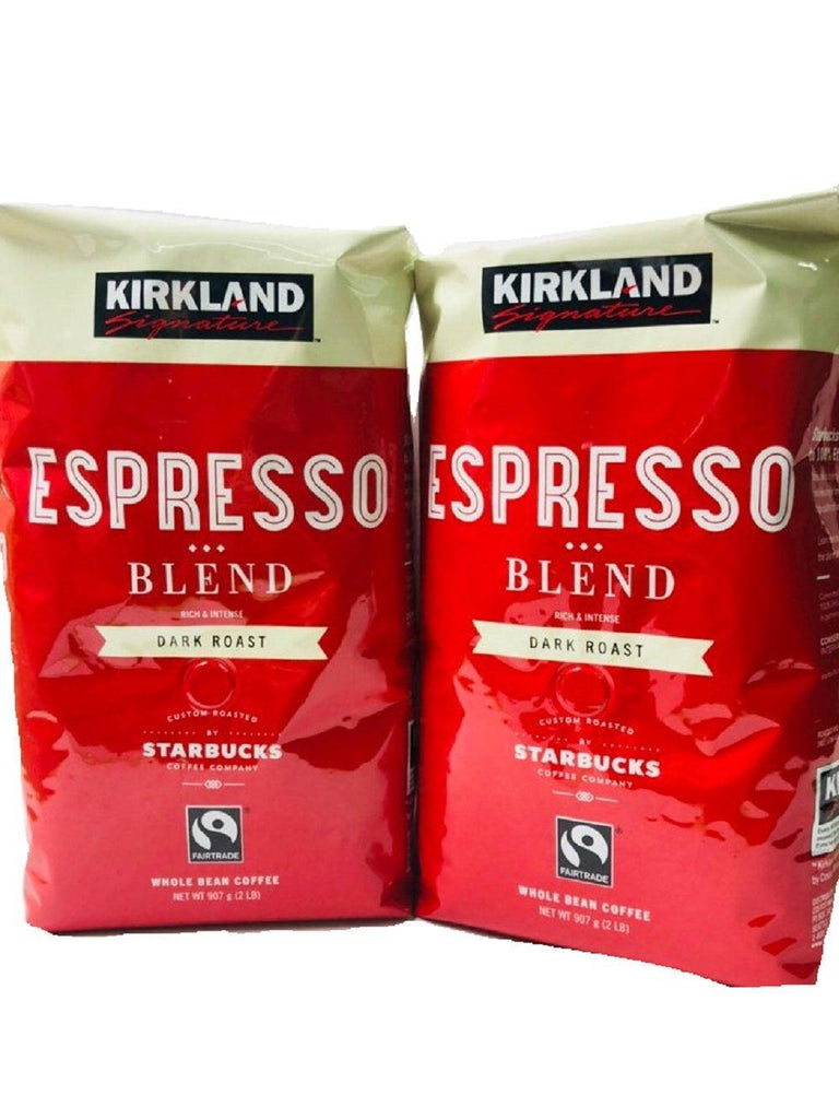 Kirkland (Pack of 2)  Dark Roast ESPRESSO BLEND Coffee Roasted by Starbucks 32 Oz. Bag