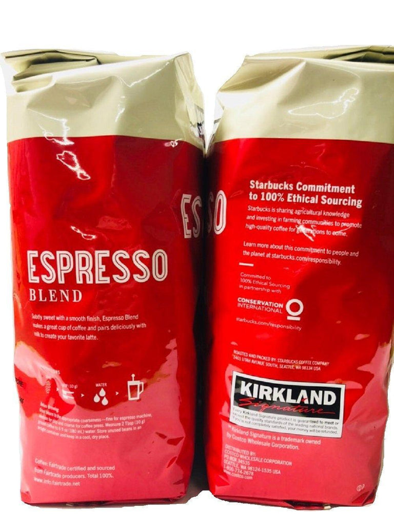 Kirkland (Pack of 2)  Dark Roast ESPRESSO BLEND Coffee Roasted by Starbucks 32 Oz. Bag