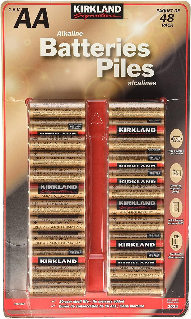 Kirkland Signature AA 1.5V Alkaline Batteries, 48 Pack