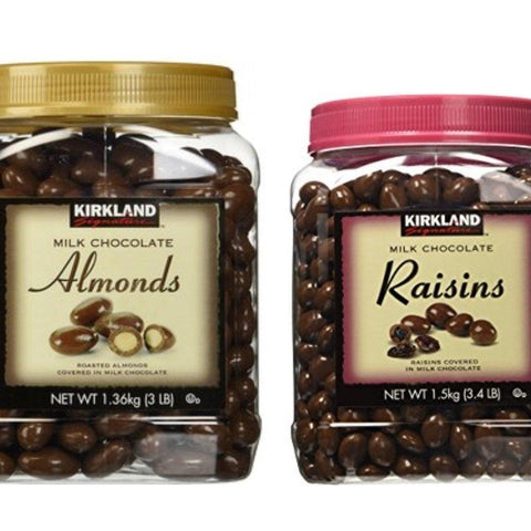 Chocolate Roasted Almonds & Chocolate Raisin Bundle - Includes  Milk Chocolate Roasted Almonds (3.0 LB) & Milk Chocolate Raisin (3.4 LB)