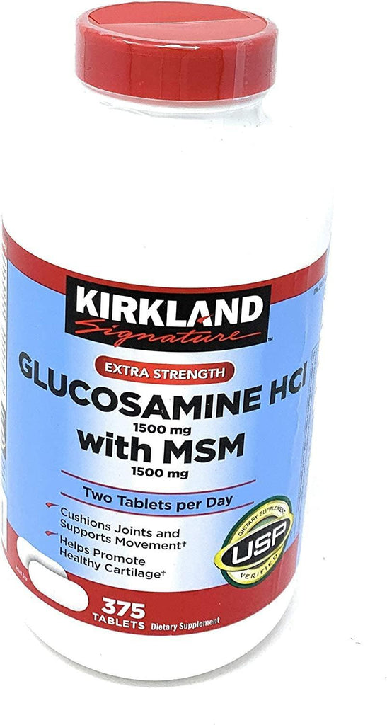 Kirkland Signature Extra Strength Glucosamine HCI 1500Mg with MSM 1500 Mg 375 Tablets