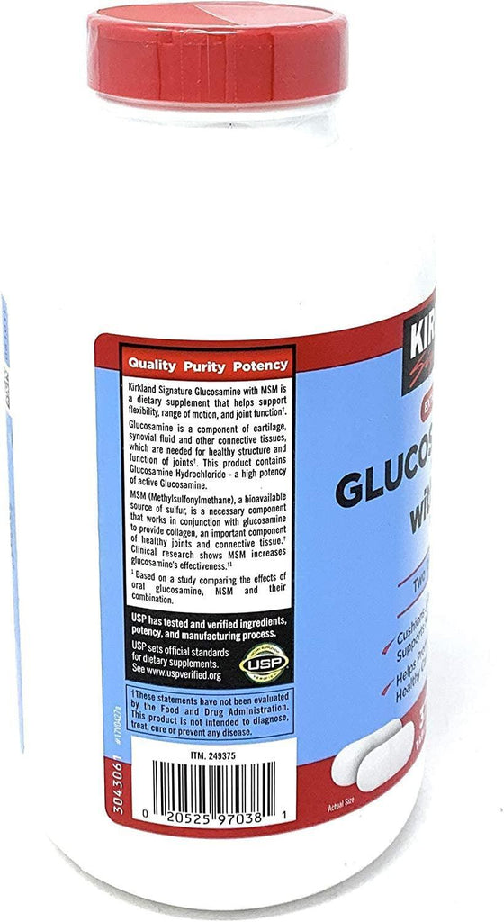 Kirkland Signature Extra Strength Glucosamine HCI 1500Mg with MSM 1500 Mg 375 Tablets
