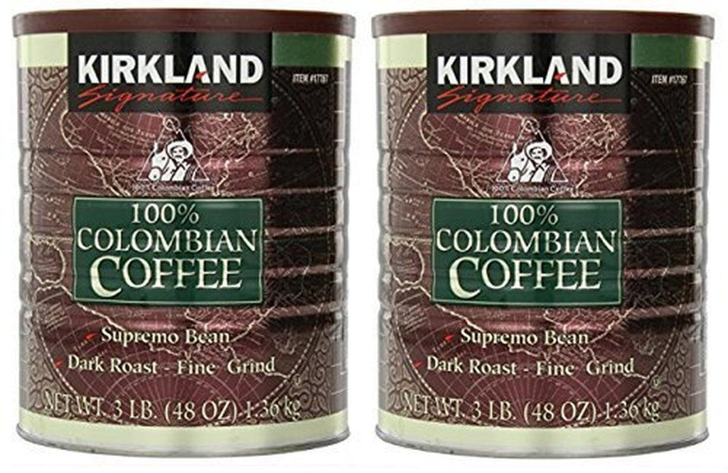 Kirkland Signature 100% Colombian Coffee, Supremo Bean Dark Roast-Fine Grind, 3 Pound (2 Cans)