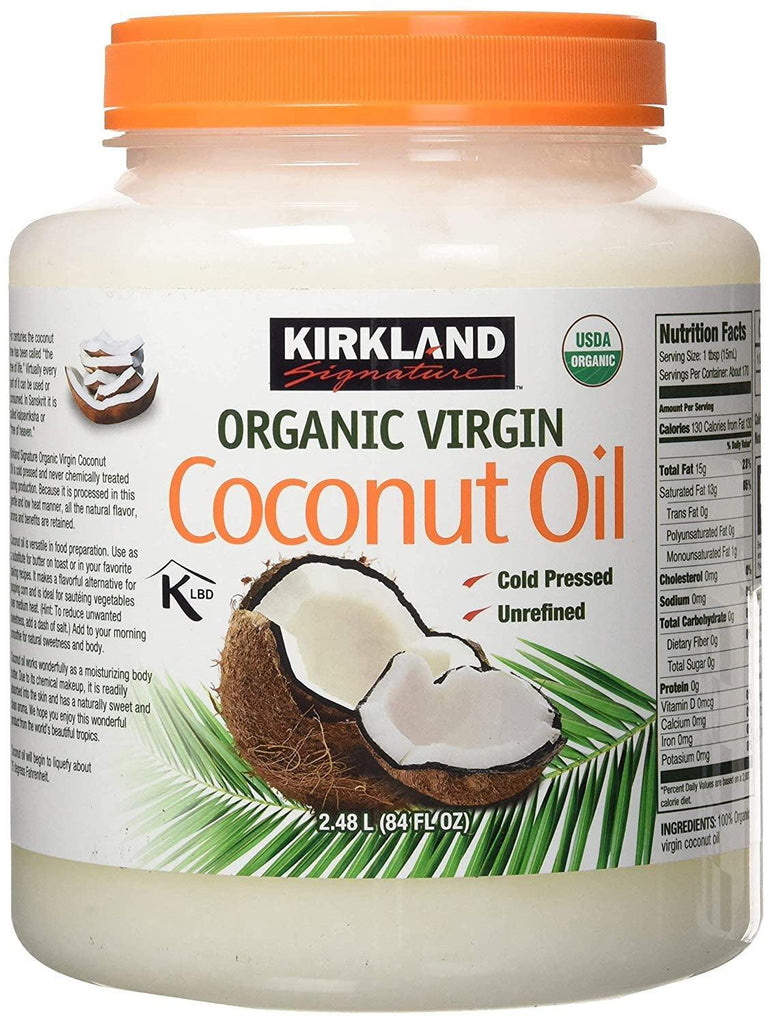 Kirkland Virgin Coconut Oil, Cold Pressed Unrefined, Bulk Food Service - 84 Fl Oz | Pack of 8