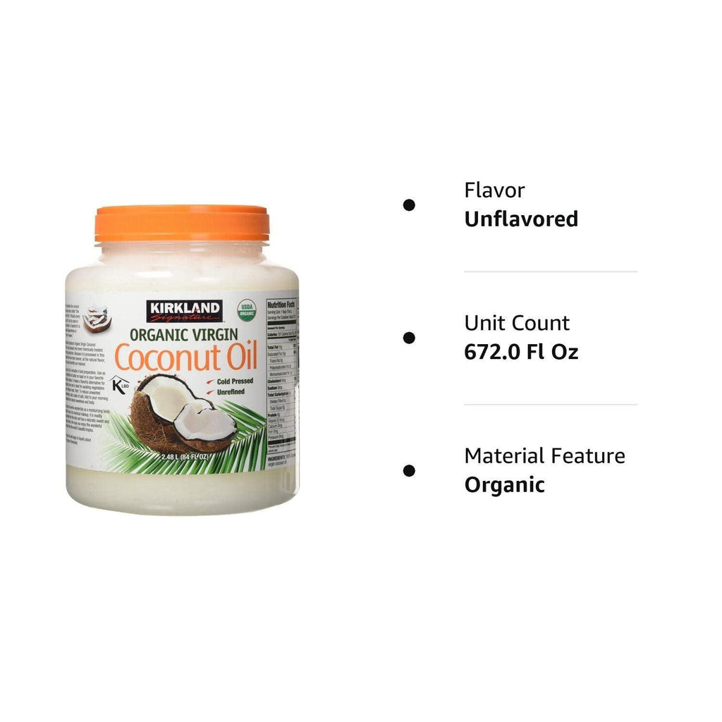 Kirkland Virgin Coconut Oil, Cold Pressed Unrefined, Bulk Food Service - 84 Fl Oz | Pack of 8