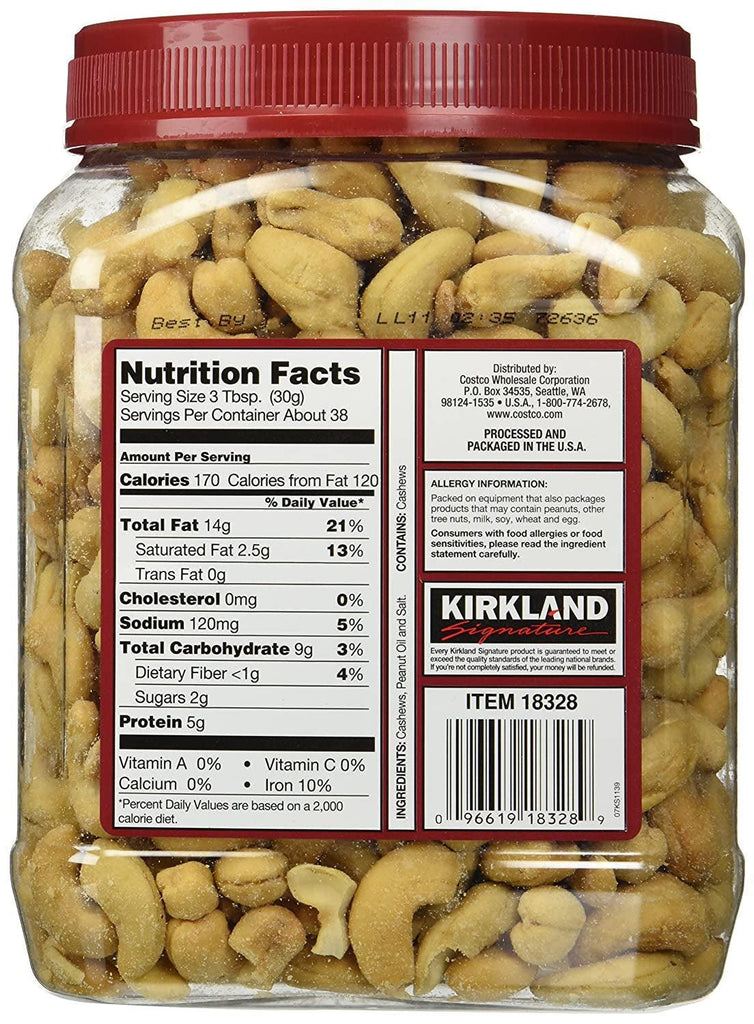 Kirkland Whole Cashews 2.5 Lb. Jars, Fancy Grade Mother'S Day Gift, 2.5 Pound (Pack of 2)