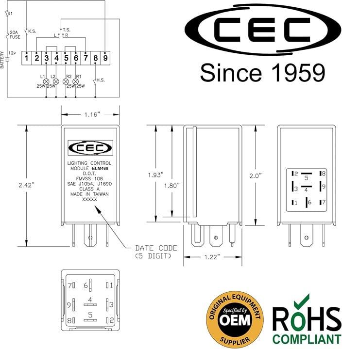 CEC Industries ELM468, 12.8V, 162W, 9-Terminal Lighting Module for Incandescent