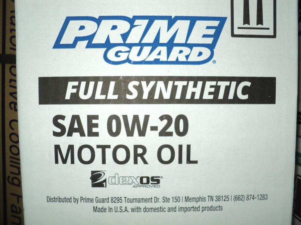 FULL SYNTHETIC MOTOR OIL 0W20 PRIMEGUARD CASE OF 6 QT