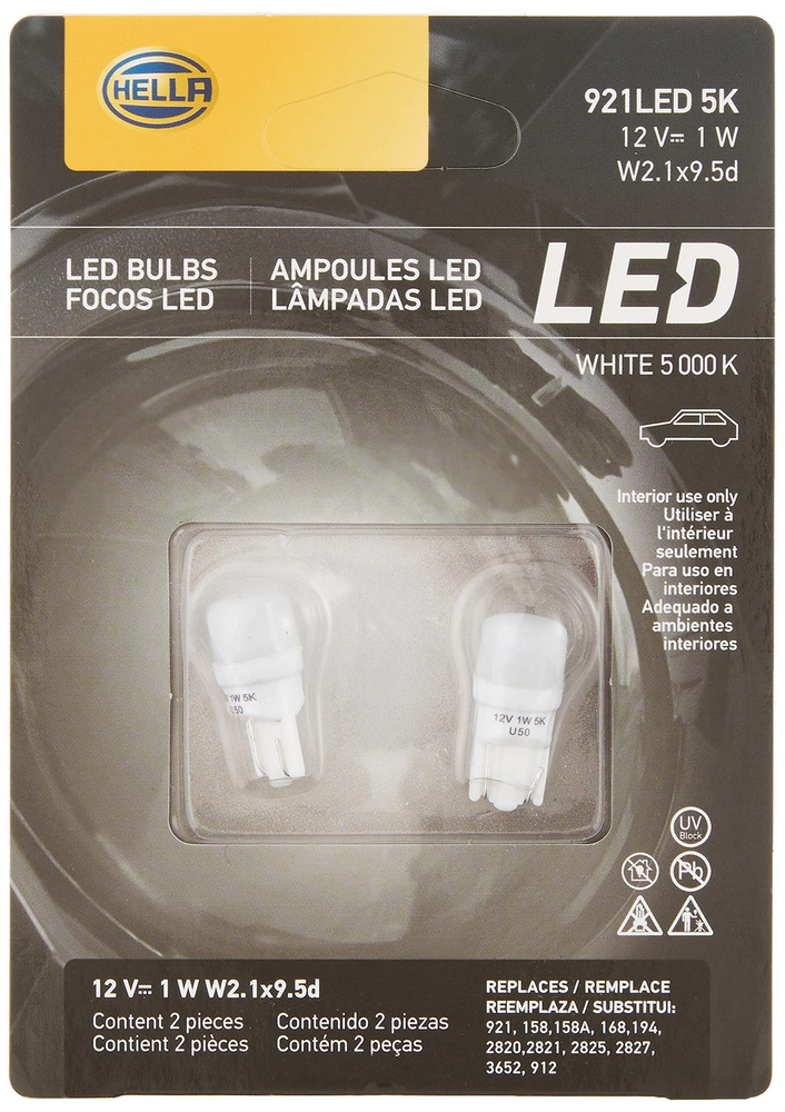 2 PCS HELLA 921LED 5K LED Performance Bulbs 12V 1W Lighting Replacement Parts