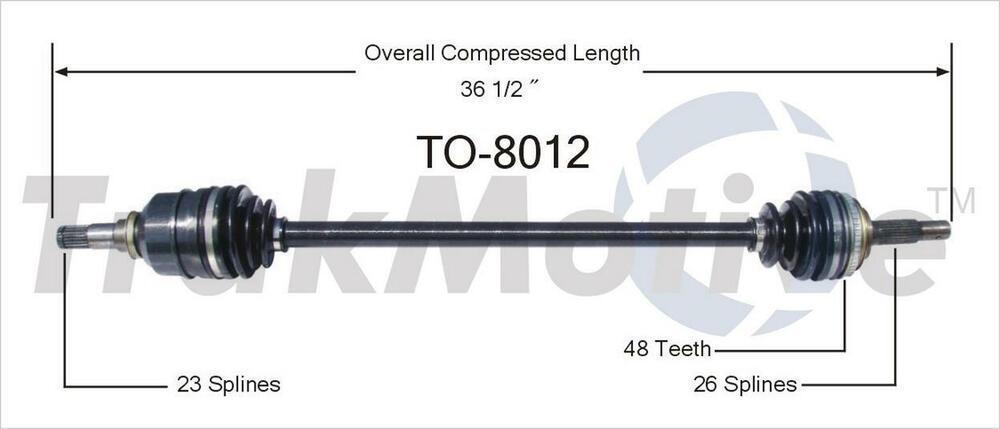TrakMotive TO-8012 New CV Axle Shaft