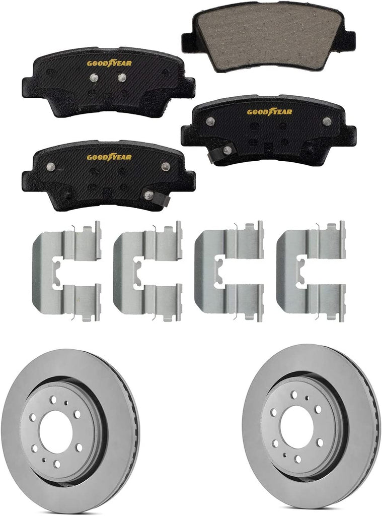 GYD1313 Premium Ceramic Automotive Rear Disc Brake Pads Set Bundle with  2 Pack 2138076GY Truck and SUV Premium Antiox Coated Rear Brake Rotor