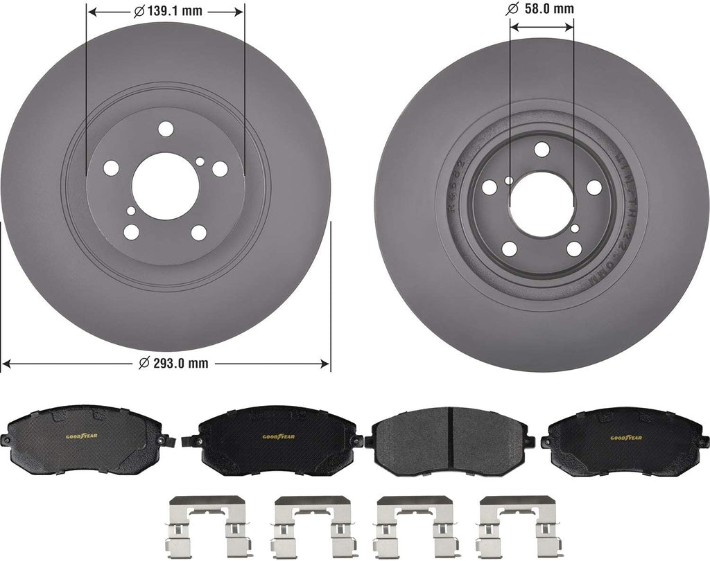 Front Brake Rotors & Ceramic Pads Kit for Toyota 86 Subaru BRZ & More Goodyear
