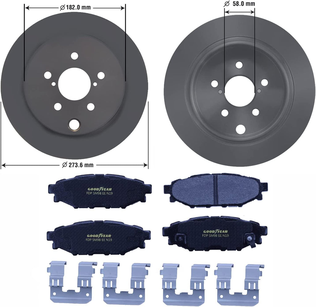 Rear Brake Rotor Carbon-Ceramic Pad Kit for Subaru XV Crosstrek Forester Impreza