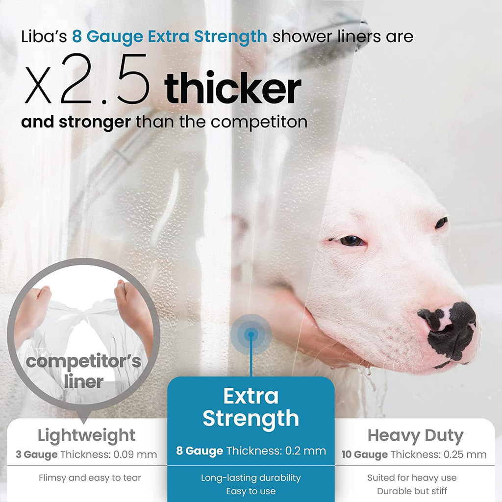 PEVA 8G Bathroom Shower Curtain Liner, 72" W X 72" H, Frosted, 8G Heavy Duty Waterproof Shower Curtain Liner