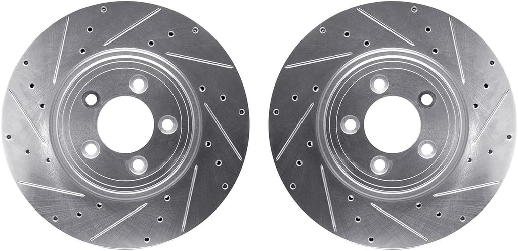 Front Brake Rotors-Drilled and Slotted-Silver 7002-20010