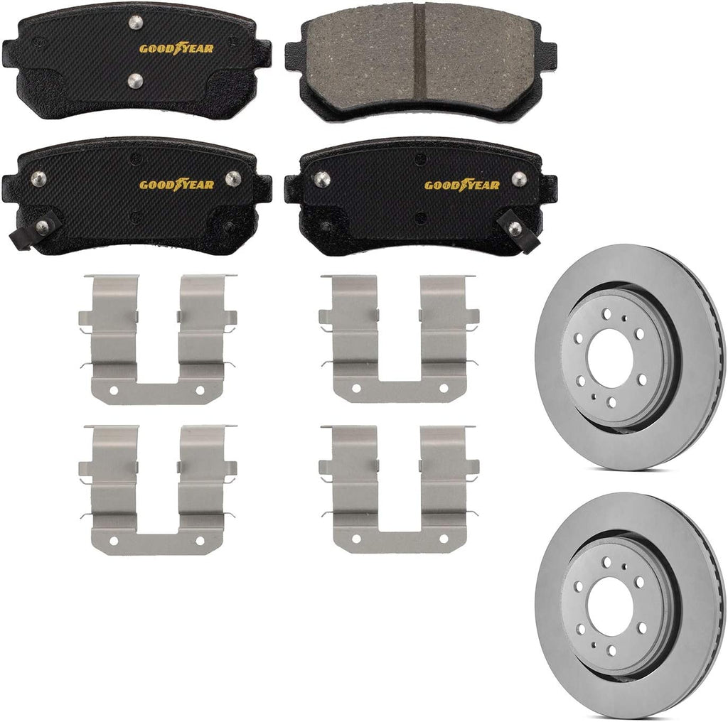 GYD1157 Premium Ceramic Automotive Rear Disc Brake Pads Set Bundle with  2138076GY 2 Pack Truck and SUV Premium Antiox Coated Rear Brake Rotor