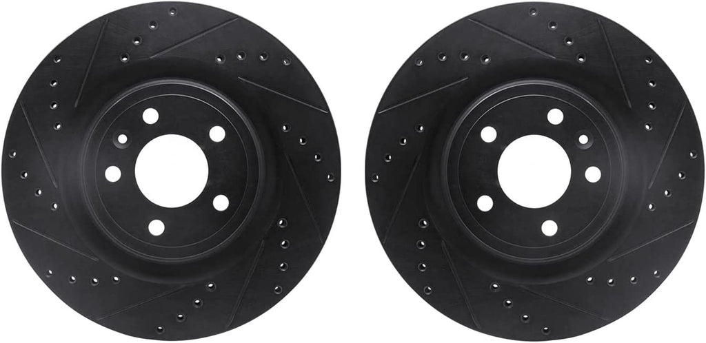 Front Brake Rotors-Drilled and Slotted-Black 8002-54157
