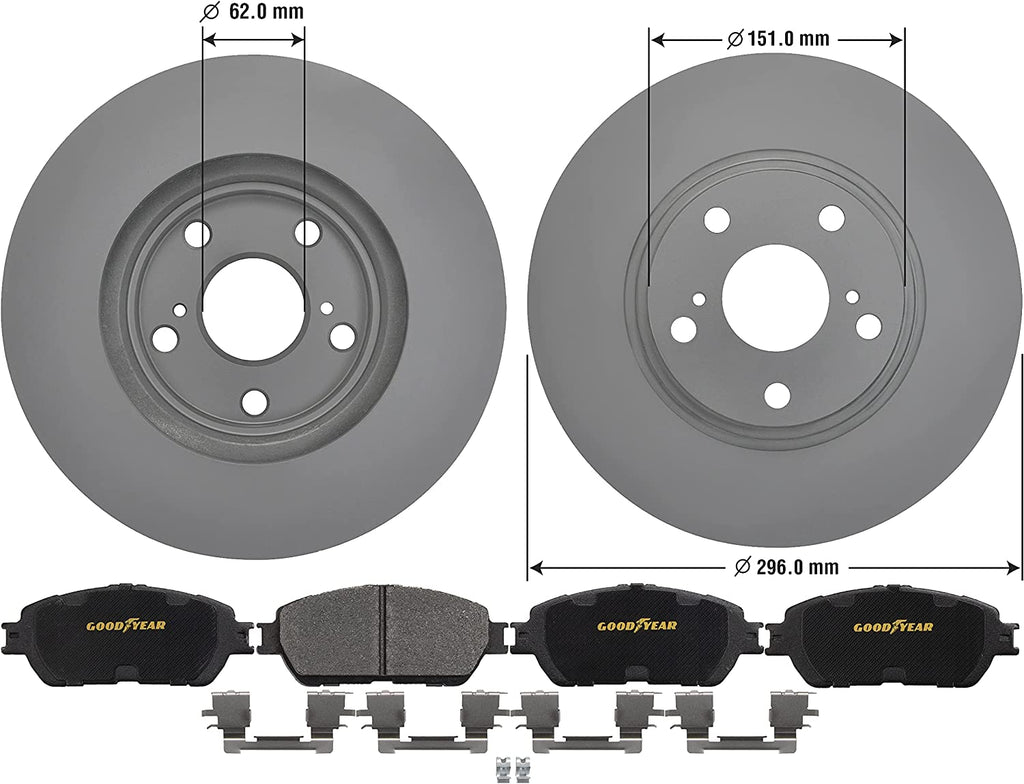 Front Brake Rotors & Ceramic Pads Kit for 02-10 Toyota & Lexus